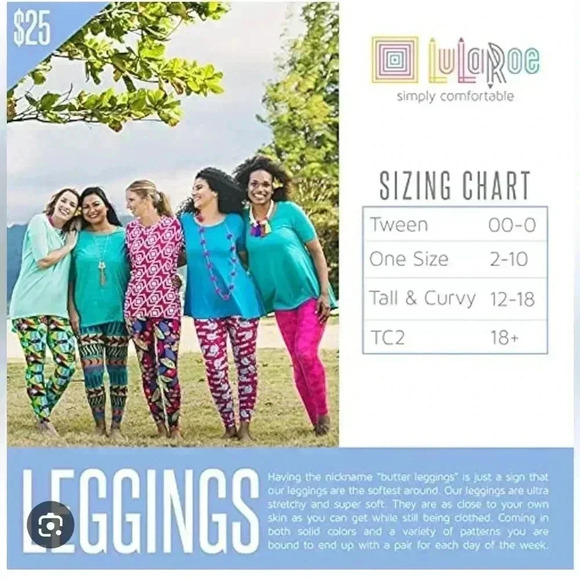 Lularoe TC2 pink floral leggings . OG designer Patrick quality& fit. New - Picture 6 of 6